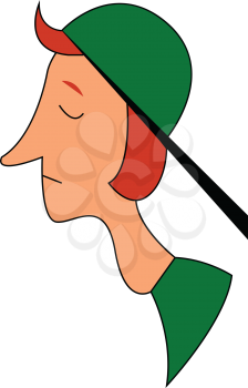 Guy wearing green hat vector illustration 