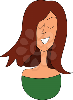Long hair brunette girl illustration vector on white background 