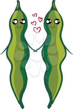 Two beans in love illustration vector on white background 