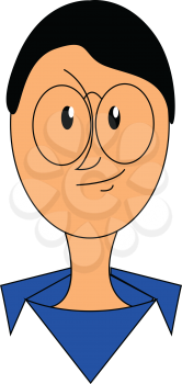 Boy wearing blue shirt and glasses illustration vector on white background 