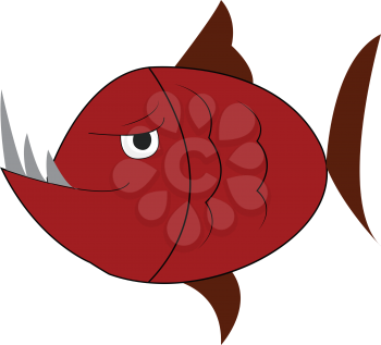 Angry fish with sharp long teeth vector or color illustration