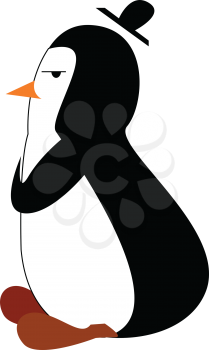 A penguin with angry face vector or color illustration