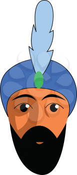 Arab man with blue headcover vector or color illustration