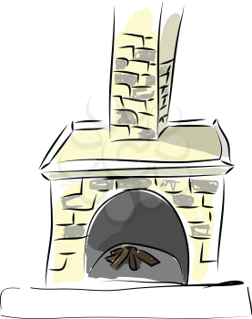 A vintage rock fireplace vector or color illustration