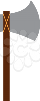 A metal axe with wooden handle vector or color illustration