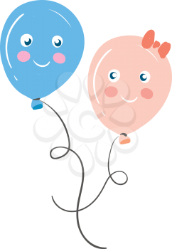Pair of happily after balloons vector or color illustration
