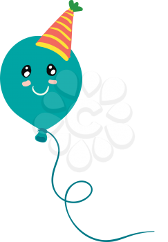 Happy blue balloon in party vector or color illustration