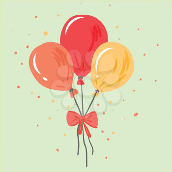 Three bright colorful balloons vector or color illustration