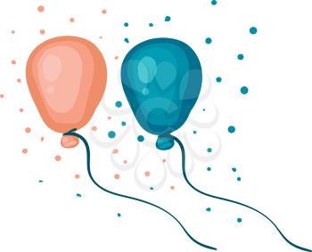 Balloons and confetti vector or color illustration