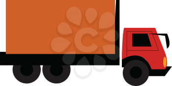 A red commercial truck vector or color illustration