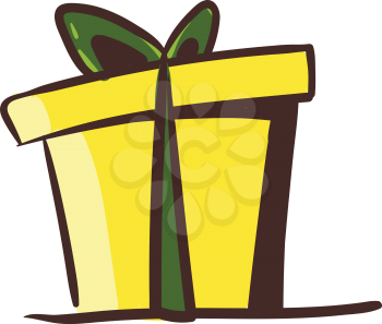 A yellow gift box vector or color illustration