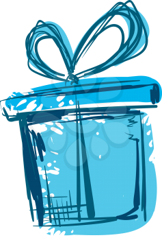 Blue gift box vector or color illustration