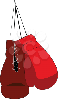 Pair of red boxing gloves vector or color illustration