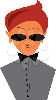 Stylish boy in black bow tie vector or color illustration