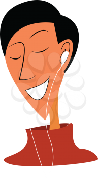 Boy enjoying conversation over the phone vector or color illustration