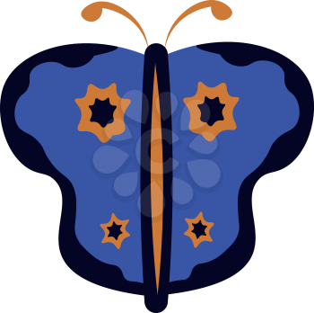 Painting of blue butterfly vector or color illustration