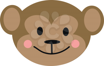 Brown monkey smiling face illustration vector on white background 
