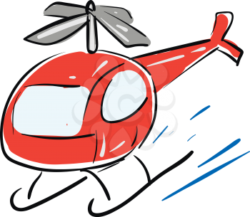Red helicopter illustration vector on white background 