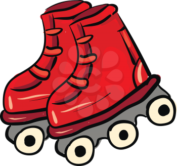 Red roler skates illustration vector on white background 