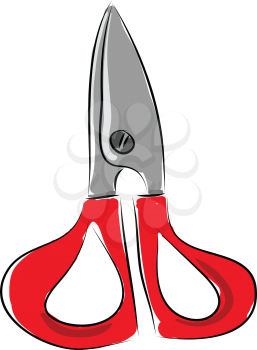 Red scissors illustration vector on white background 