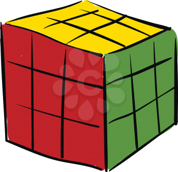 Rubik's cube 3x3 illustration vector on white background 