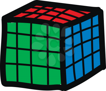 Rubik's cube 4x4 illustration vector on white background 