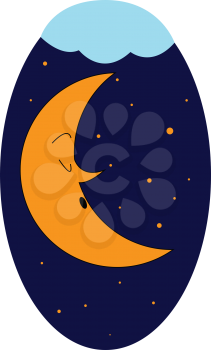 Sleeping moon illustration vector on white background 