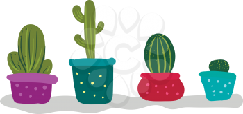 Cactus for indoor decoration vector or color illustration
