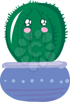 Cactus with thrones vector or color illustration