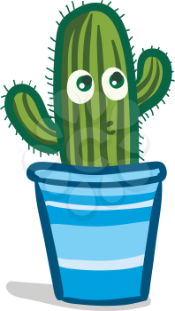 Cactus covered in thrones vector or color illustration