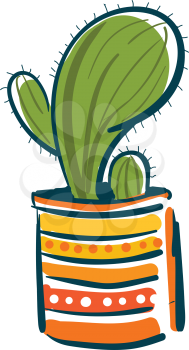 Cactus plant in pot vector or color illustration
