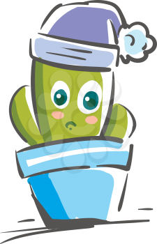 Painting of a cute cactus vector or color illustration