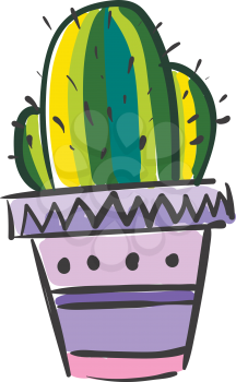 Colorful painting of cactus plant vector or color illustration