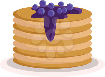 Blueberry pancake vector or color illustration