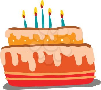 Flavored cake for birthday vector or color illustration