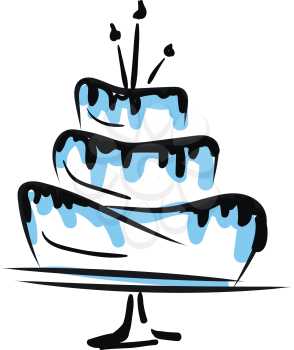 Painting of a cake with candle on top vector or color illustration