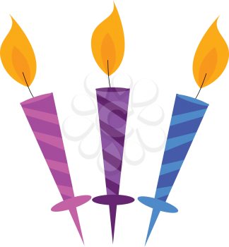 Three beautiful party candles vector or color illustration