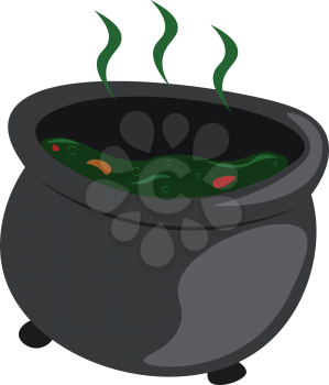 Black magic-witch cauldron vector or color illustration