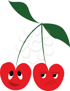 Cherry couple in a brunch vector or color illustration