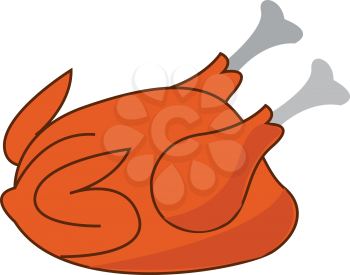 Whole roasted chicken dinner vector or color illustration