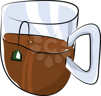 A half-filled tea cup vector or color illustration