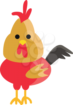 Colorful cock with comb vector or color illustration