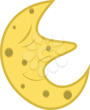 A relaxed crescent moon vector or color illustration