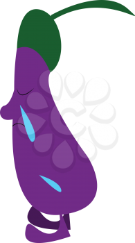 Tear dropping from purple vegetable vector or color illustration