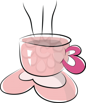 A pink tea cup vector or color illustration