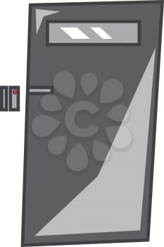 A grey metal door with ring button vector or color illustration