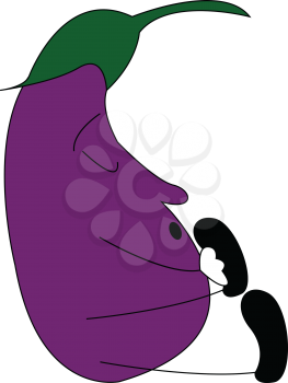 Sleeping eggplant vector or color illustration