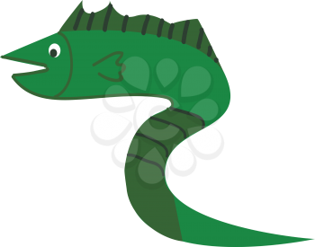 Green fish in shape of snake vector or color illustration