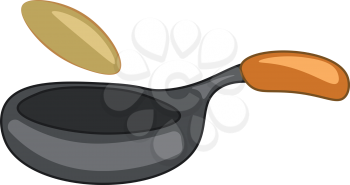 A iron frying pan vector or color illustration