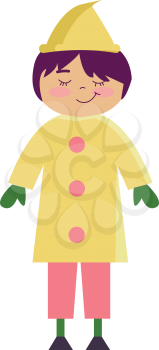 Girl in yellow coat vector or color illustration